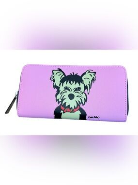 NWOT Marc Tetro Yorkie Dog Pink Zip Around Wallet